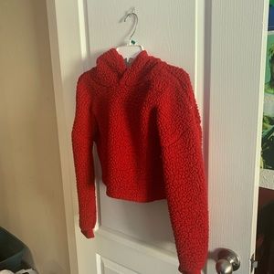 Unbranded Red Fluffy Cropped Hoodie